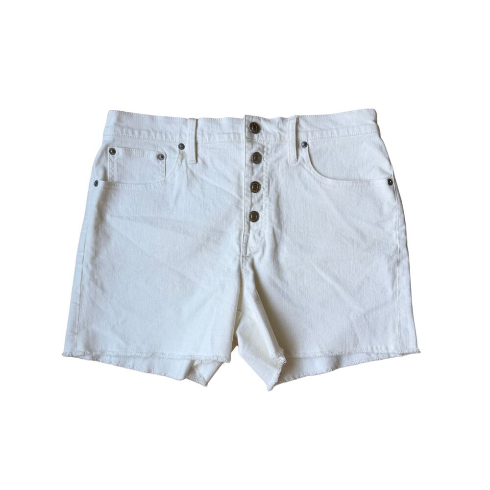 NWT J.Crew White Denim Jean High Rise Button Fly Cut Off Shorts Size 29 Preppy